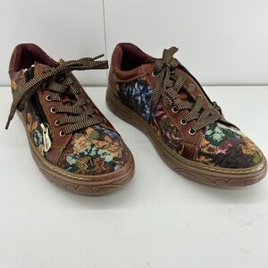 Spring Step L'Artiste Women's Sneakers Size 10 Leather Floral Zip Casual Shoes